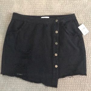 Distressed black jean skirt - Forever 21+